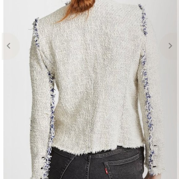 IRO Distressed Agnette Jacket White and Blue Tweed Size FR 38 US 6 - Picture 4 of 15